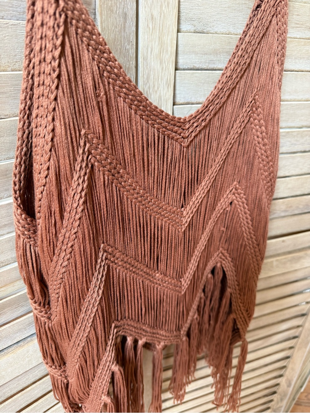 Fringed Crochet Tank Top in Mauve pink/brown - Picture 4 of 8